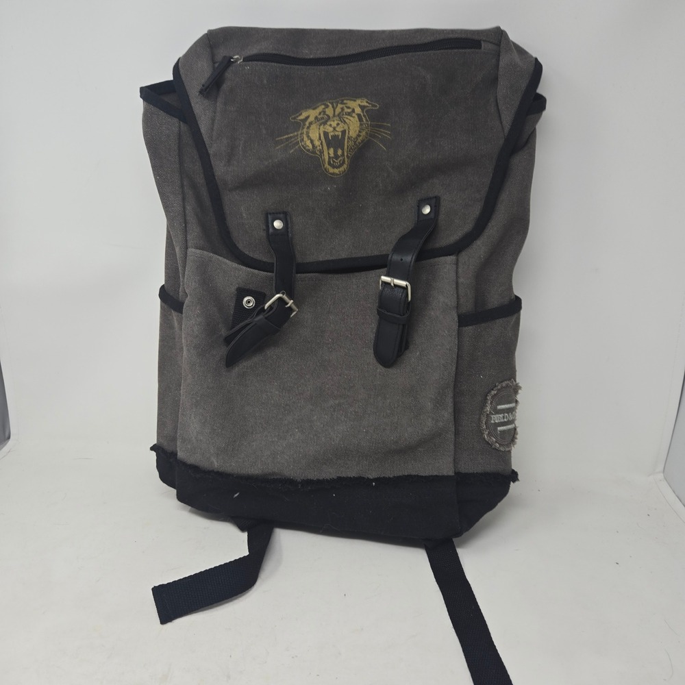 Field & Co Hudson Canvas‎ Backpack Grey Panther Rucksack Gingham Lining Bag